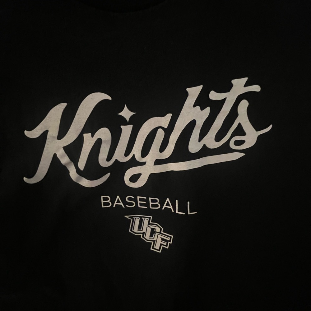 Gildan Knight Baseball short sleeve black t-shirt with white lettering.